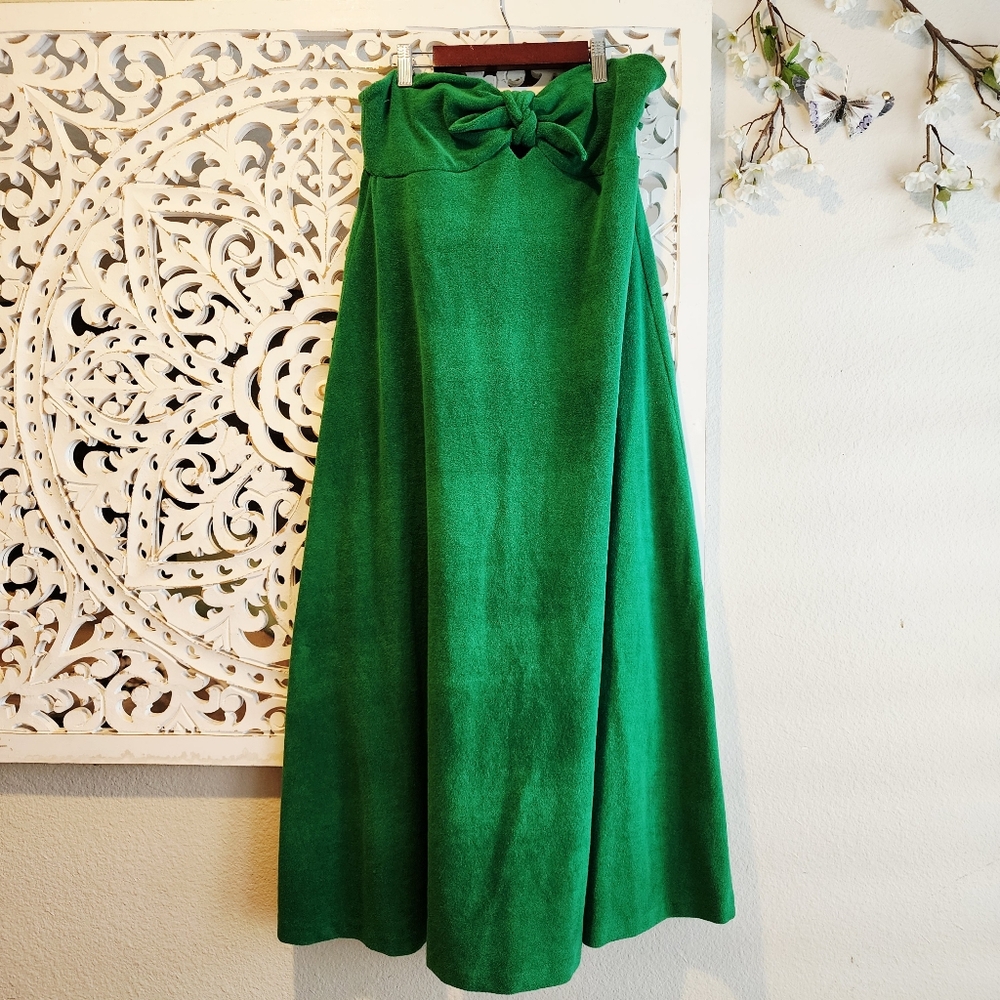 ZIMMERMAN SRRAPPLES MIDI DRESS IN GREEN TERRY CLOTH BELOW KNEE LENGHT SZ 3/LARGE - Picture 8 of 15